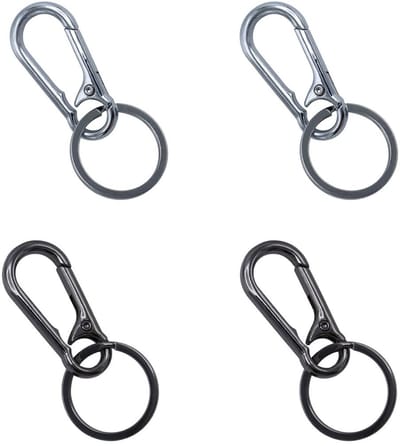 Dailygoods - Karabijnhaken - Sleutelhangers - Duurzaam roestvrij staal - Zwart en zilver - Afneembaar en stevig - Geschikt voor binnen en buiten