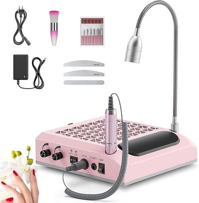 Nagelstofzuiger Cleaner - Manicure Afzuiger - Nagelstyling Thuis - 4-in-1 Functie - 245 cm - Roze