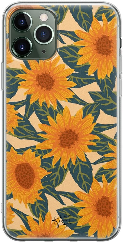 Hoesje geschikt voor iPhone 11 Pro - Zonnebloemen - Soft Case - TPU - Bloemen - Geel - Mooie Telefoonhoesjes
