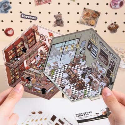 3D Sticker Puzzel sticker therapie | 3 Stuks + Pincet | 3D Scene| 3D Stickers | a4 formaat | Stickerpuzzel | Sticker | Stickers Volwassenen | Puzzel Volwassenen | Hobby Volwassenen | Stickers | Puzzels | Decoratieve Stickers | DIY Crafts |