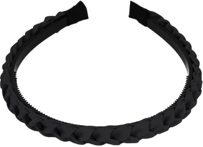 Haarsoires Haarband Diadeem 1.5cm – Gevlochten – Effen Stof – Zwart - Comfortabel voor Dames & Meisjes - Universele Maat