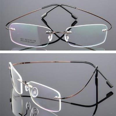 Lunettes sans monture Super élastiques en alliage de titane pour hommes et femmes, lunettes unisexes sans cadre, mode Business, Protection des yeux café