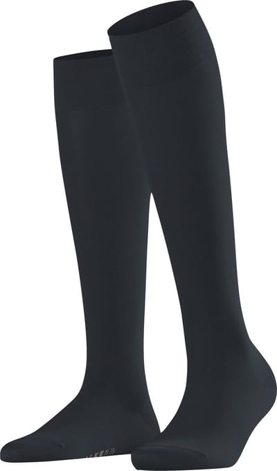 FALKE Cotton Touch lang eenkleurig katoen kniekousen dames grijs - maat 35-38