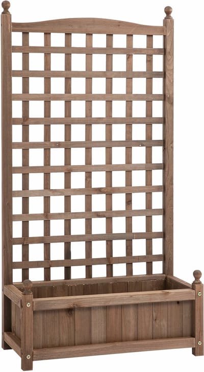 Outsunny - Plantenbak - Klimkast - met Lekgaten - Donkerbruin