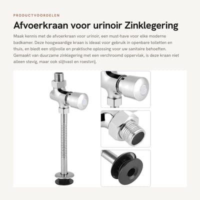 Dailygoods- Urinoir Kraan Hoge Kwaliteit - Zinklegering - Handdruk Ventiel - Toiletafvoerkraan - Waterbesparend - Eenvoudig te Installeren - Spoelklep