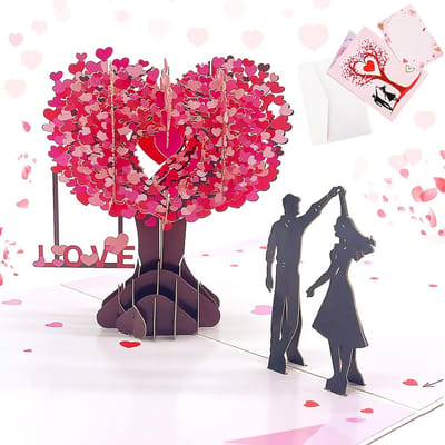 3D Pop-up Wenskaart Liefdesboom Valentijnsdag Jubileum