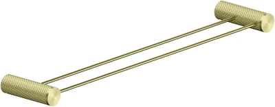 Owen & Finch Handdoekrek Dubbel 600 mm – Luxe Diamantkarteling – Geborsteld Champagne Goud | Brushed Champagne Gold – Messing Wandrek