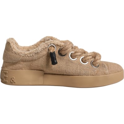 Dolce & Gabbana Bruine Jute Stoffen Lage Sneakers voor Mannen