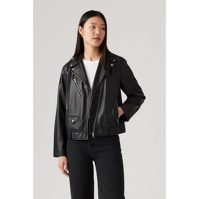 Levi's Faux Leather Biker Jacket In Black Maat: S | Leren Jassen Outlet | Dames | Zwart