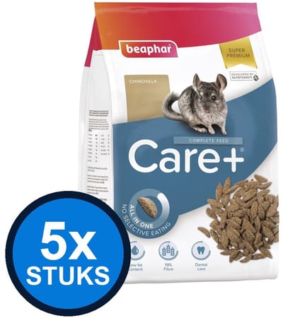 5x Beaphar - Care+ chinchilla 1,5kg - Knaagdierenvoer - 1.5 kg