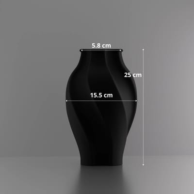3d-gezellig Elegantie - Vaas - Zwart - Maat 25 cm - Kunststof - Modern - Bloemenvaas -100% gerecycled PLA (bioplastic)