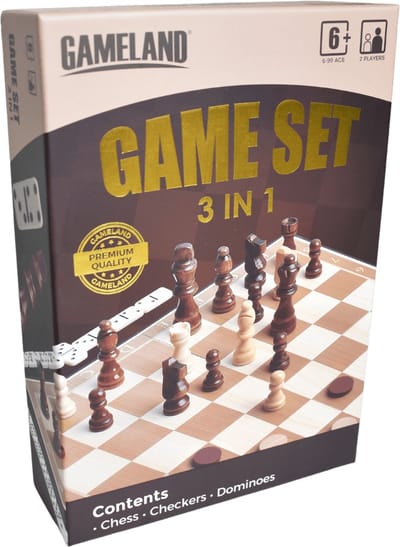 Schaken, dammen en domino 3 in 1 set - bordspel - denkspel - strategisch spel - voor kinderen en volwassenen - Vaderdag - vaderdag cadeau - vaderdag geschenk - vaderdag pakket