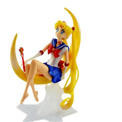 1 Stuk Anime Sailor Moon Actiefiguren Maanvormige Zittende Houding Maan Kracht PVC Model Collectie Kinder Cadeau Speelgoed beige