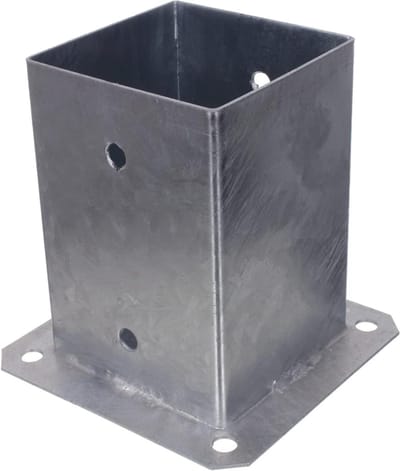 Paaldrager Bodemplaat - Paalanker Schroefhuls - Ondersteunen Constructies - Thermisch Verzinkt Staal - 90x90 mm - Zilver