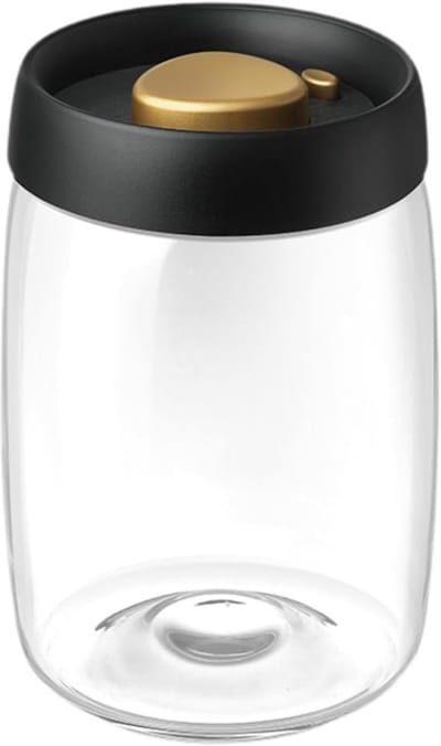 Ynkkvre - Koffieblik - Vacuüm pot - Foodsaver - Luchtdichte voorraadpot - 1 stuk - Handmatig vacuümsysteem - Glas - 1200 ml - Voor koffiebonen, thee en droogvoedsel