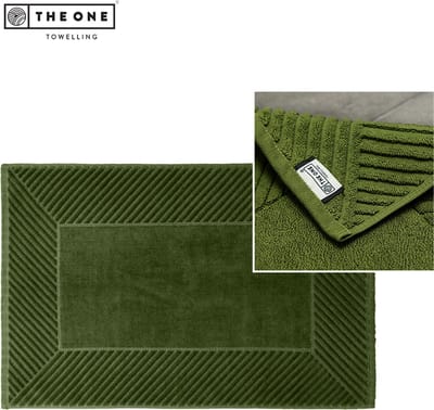 The One Towelling Badmat - 50 x 80 cm - Extra dikke Douchemat - 100% Zacht katoen - Velours - Olijfgroen
