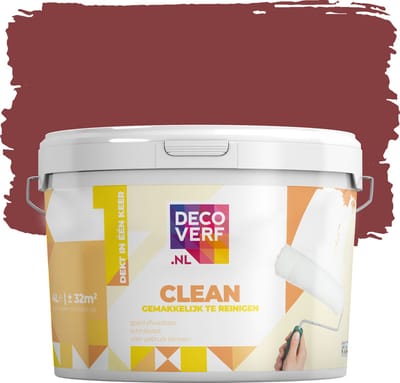 Decoverf clean muurverf donkerkoraal, 4L