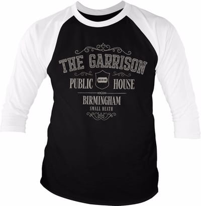 Hybris The Garris-on -Public House- Base-ball-T-shirt met 3/4-mouwen, witite-Black