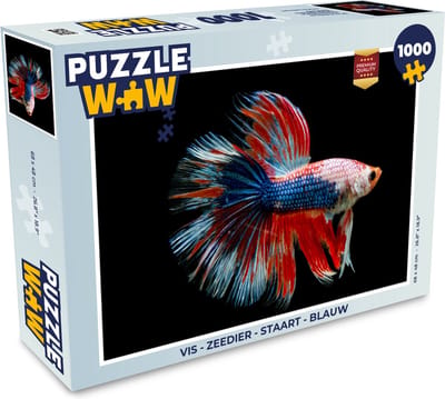 Puzzel Vis - Zeedier - Staart - Blauw - Legpuzzel - Puzzel 1000 stukjes volwassenen