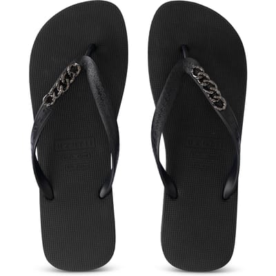 Zilveren kleine teenslipper zwart
