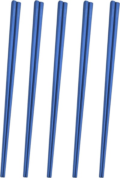 House of Husk Chopsticks Set - Koreaanse Eetstokjes - Vaatwasserbestendig - RVS - 5 Paar - Donker Blauw