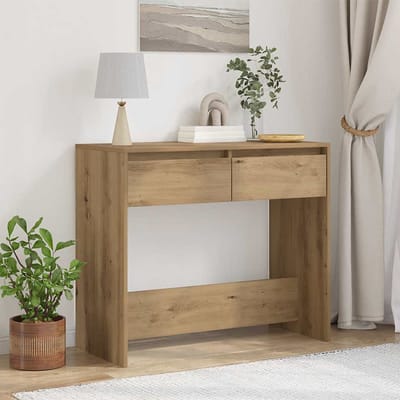 vidaXL - Wandtafel - 89x41x76,5 - cm - bewerkt - hout - artisanaal - eikenkleurig