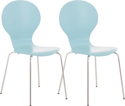 CLP Diego Set van 2 stapelstoelen Hout/lichtblauw