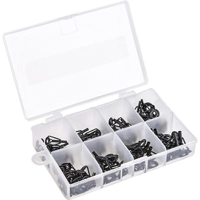 Boîte 80 Pièces 8 Tailles Kit de Réparation d'Anneaux de Scion de Canne à Pêche Télescopique DIY Anneaux de Canne à Pêche Guide de Canne à Pêche Matériel de Pêche white