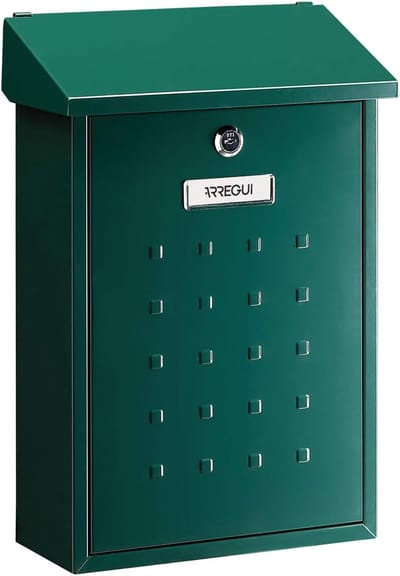 Galvanized Steel Mailbox Size M A4 Post Outdoor Wall Mailbox - Name Plate Drop Valve Weatherproof Green