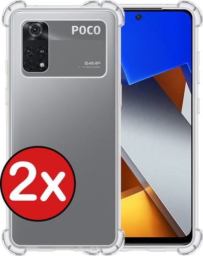 Hoesje - 2 Stuks - Geschikt voor Xiaomi Poco X4 Pro 5G - Sterk & Shockproof - Back Cover - Siliconen Case - Telefoon Hoes Shock Proof - Telefoonhoes - Transparant