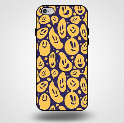 Smartphonica Telefoonhoesje voor iPhone 6/6s met smiley opdruk - TPU backcover case emoji design - Paars Geel geschikt voor iPhone 6/6s