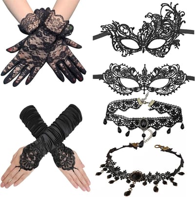 Lace Oogmaskers, Venetiaanse Maskers, Handschoenen voor Halloween en Feestkostuums, Perfect voor Carnaval en Balletjes