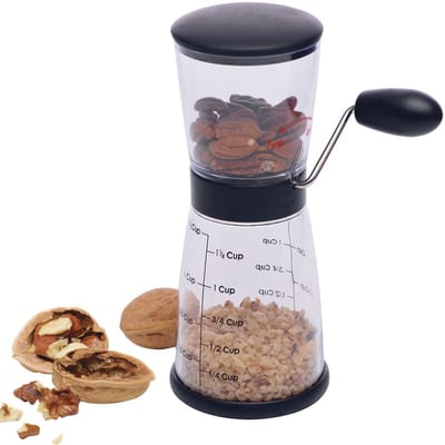 Westmark Notenmolen, incl. opvangbak met schaalverdeling, inhoud: ca. 275 ml, roestvrij staal/kunststof, zwart/doorzichtig, 97702270