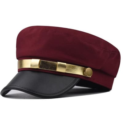 Leren Plat Top Hoed met Gouden Rand voor Mannen en Vrouwen, Baret Hoed, Ademende Achthoekige Hoed met Eendenbek, Geschikt voor Buitenrecreatie One Size