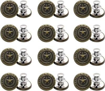 12 Stuks Verstelbare Jeans Knopen, 17mm Vervangende Broekknopen, Duurzame Metaal Knopen voor Broeken en Spijkerbroeken, Ideaal voor Maat Aanpassing