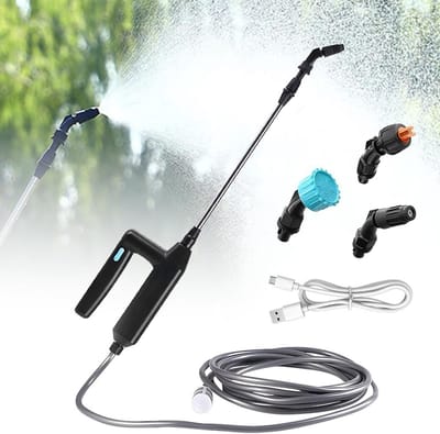 Allecto Plus - Elektronische Plantenspuit op Batterijen met Telescopische Stang van 23,6 Inch, 5 m Slang, 3 Sproeiers - Oplaadbaar en Draagbaar voor Tuinieren