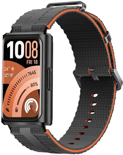 Strap-it Sportief siliconen bandje geschikt voor Huawei band 11 / Huawei band 11 Pro - Donkergrijs/Oranje