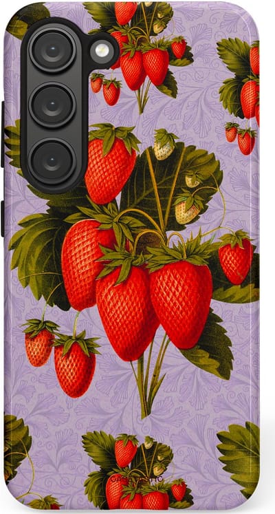 Casetastic Hoesje Geschikt voor Samsung S23 - Stijlvolle Beschermende Duo-layer Case - Wilde aarbei