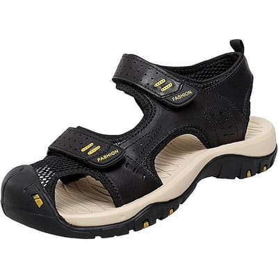Sandalen Heren Zomer Outdoor Bergbeklimmen Antislip Schoen Zachte Zool Leer Waterdicht Gesloten Teen Casual Schoenen Mesh Sport Strand Schoenen 47 zwart