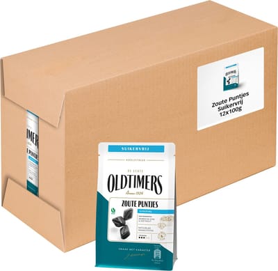 Oldtimers - Drop - Zoute Puntjes Suikervrij - 12 zakjes - 100 gram