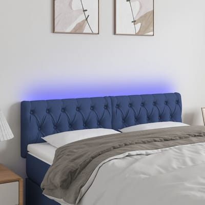 vidaXL - Hoofdbord - LED - 144x7x78/88 - cm - stof - blauw