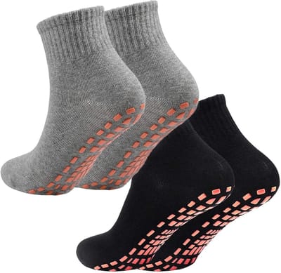 Non-slip yogasokken voor dans en oefeningen - 2 paar, zwart en grijs, maat 40-41, ideaal voor vrouwen en mannen