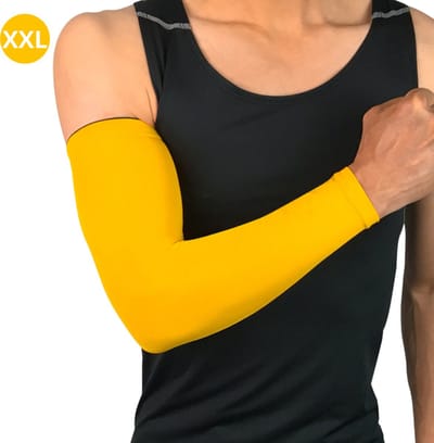 Nivard Polswarmers - Armwarmers Dames - Duimopening - Wol - Armstukken - Winter - Geel - Maat XXL