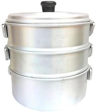 Stoompan - Stoomkoker - Gezond Koken - Drie Niveaus - 20x20x25cm - Aluminium