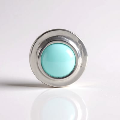 Cavill - Zilveren Hanger - 925 Sterling Zilver Geplatineerd - Aqua Chalcedoon 2,08 ct Ronde Cabochon - Moderne Blauwe Monosono Collectie