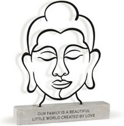 Metal Art Deco Our Family – Metalen Beeld met Betonnen Voet – Familie Woondecoratie – Lijnkunst Decoratie – Housewarming Cadeau – 17 x 3 x 23 cm