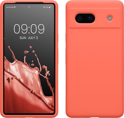 kwmobile telefoonhoesje geschikt voor Google Pixel 7a - Hoesje met siliconen coating - Smartphone case in levendig koraal