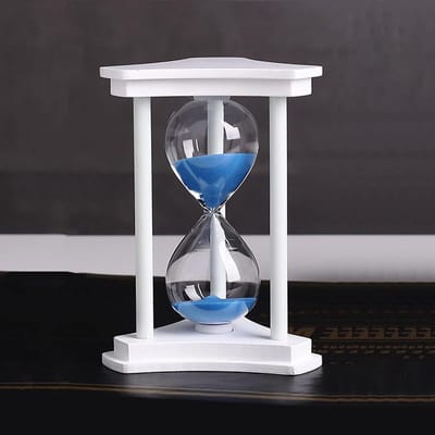 Grote Zandloper - Decoratieve Timer - Koken en Spelletjes - Houten Frame - Tot 60 Minuten - Wit Blauw