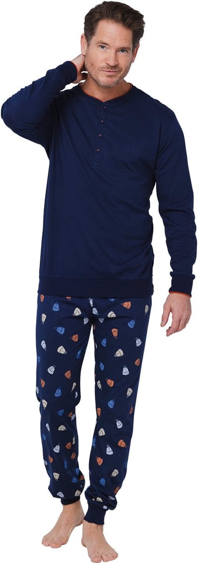 Pastunette - Pyjama - Beanie Bonanza - Katoen/Polyester - Blauw - Maat S