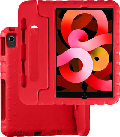 Hoesje Geschikt voor Apple iPad Air 5 (2022) - 10.9 inch - 5e Generatie - M1 - Kinderhoes Shockproof Bumper - Kidsproof Case - Tablet Hoes - Kinder Hoes Cover - Rood